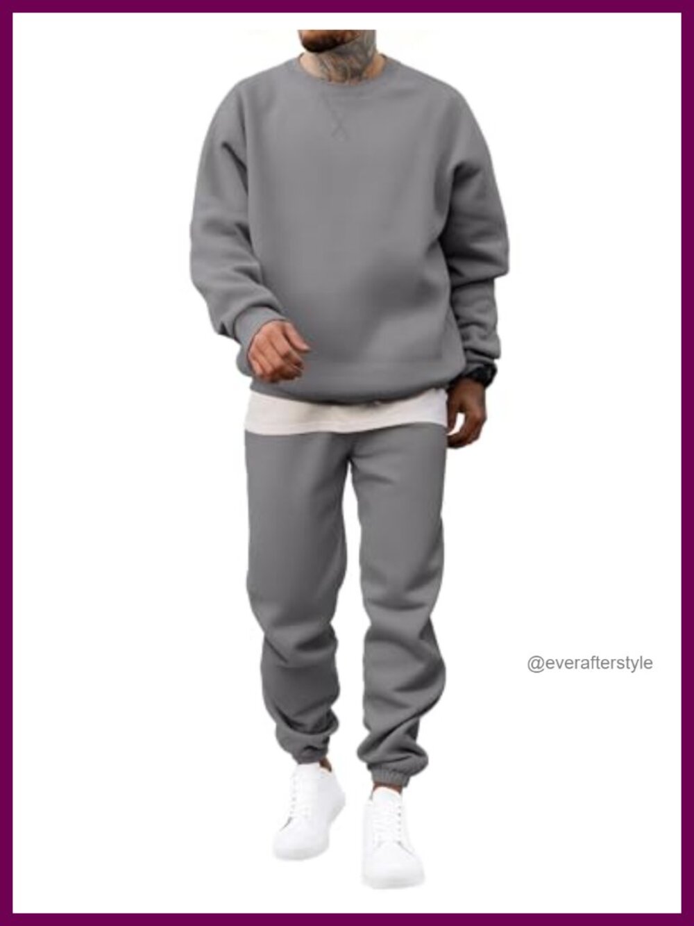 Men's 2 Piece Sweatsuit Set Crew Neck Jogger Loungewear